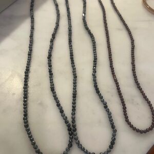 Vintage Glass/gemstone Beaded Necklace Collection - grey and garnet